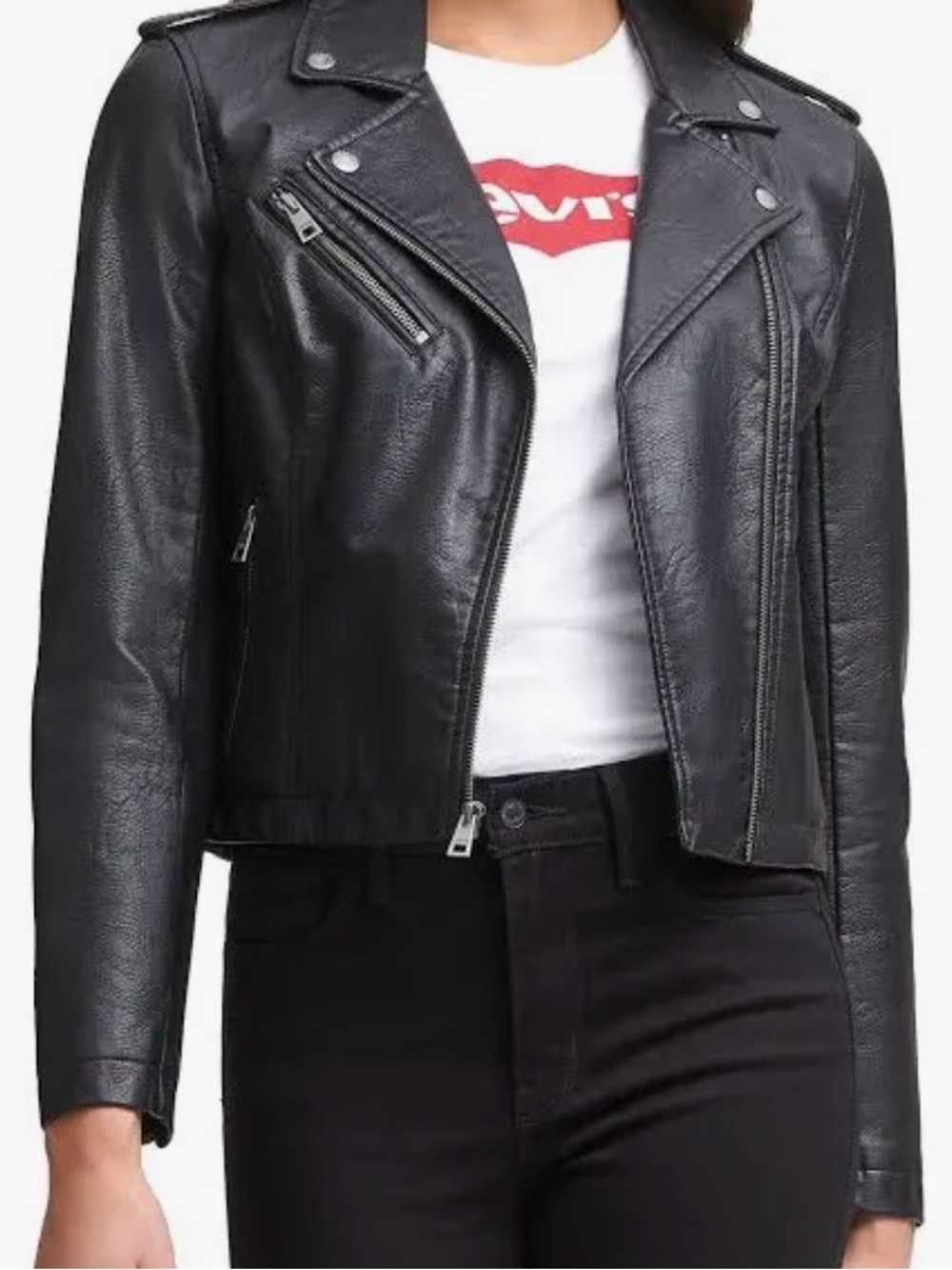 Levi's Black Faux Leather Asymmetric Moto Jacket